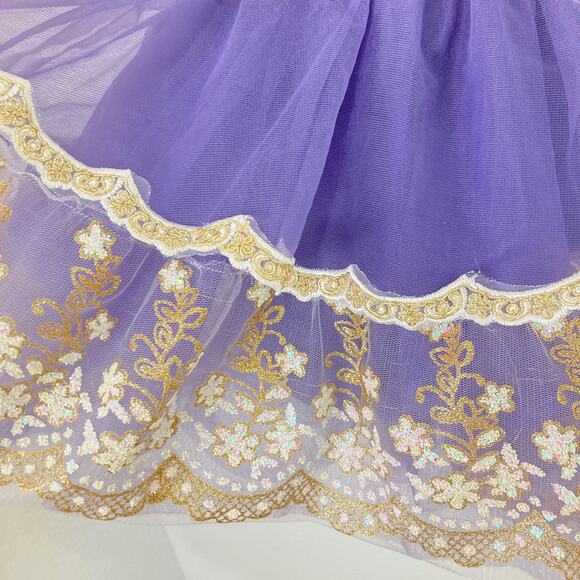 Weissman Purple Cream Lace Costume Dress Small Girls Figure Skating Dance Lace - Picture 7 of 16